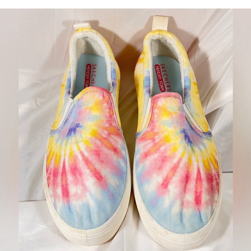 Skechers Poppy Hippie Low-Top Sneakers tie dye pastels slip-on size 7